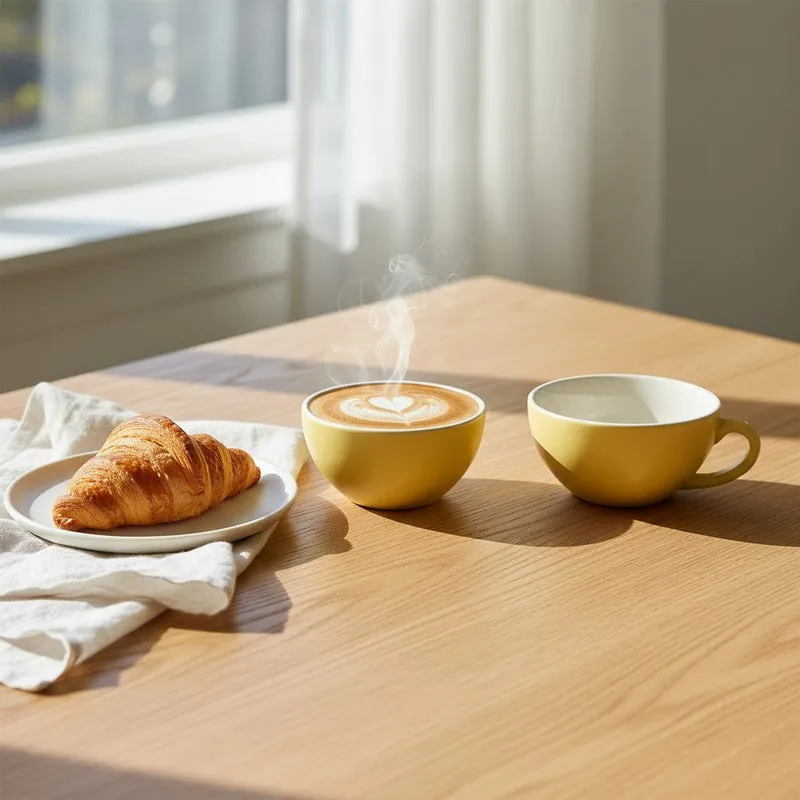 Ceramic Tea Cups (Yellow,240 mL Each) - Set Of Two media 3