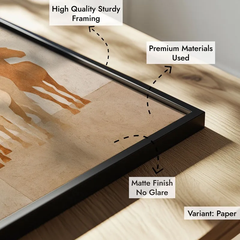 Desert Horse Silhouettes Wall Painting With Black Frame media 9