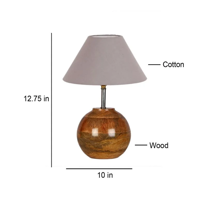 Auryon Cotton Table Lamp With Wooden Base - Grey media 7