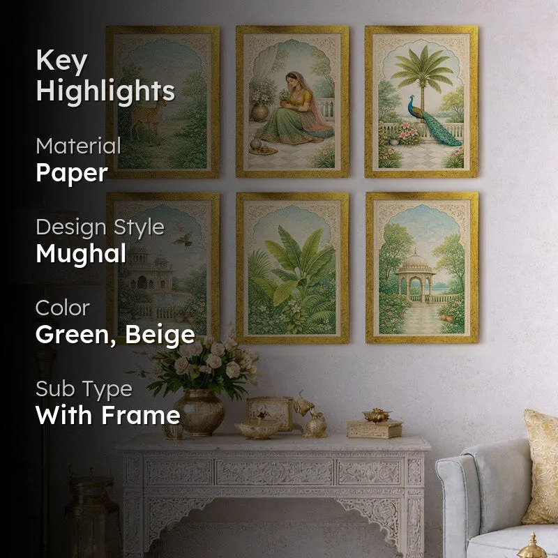 Elysian Paper Wall Painting With Frame - Set Of Six media 2