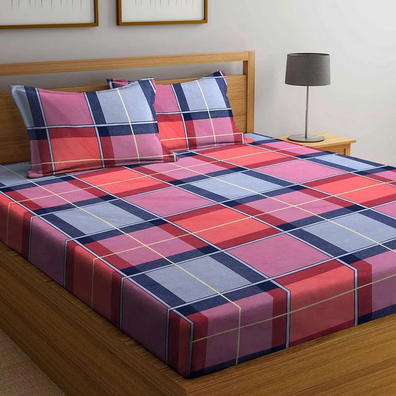 Mulligon Checkered PollyCotton Bedsheet - 150 GSM media 4