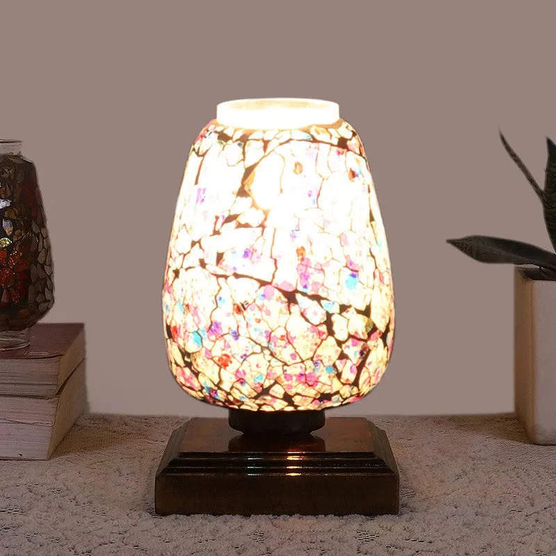 Auremora Mosaic Glass Table Lamp With Wooden Base - Multicolor media 3