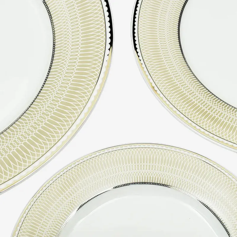 Shine Platine 24k Gold Brushed Porcelain Dinner Set - 33 Piece Set media 9