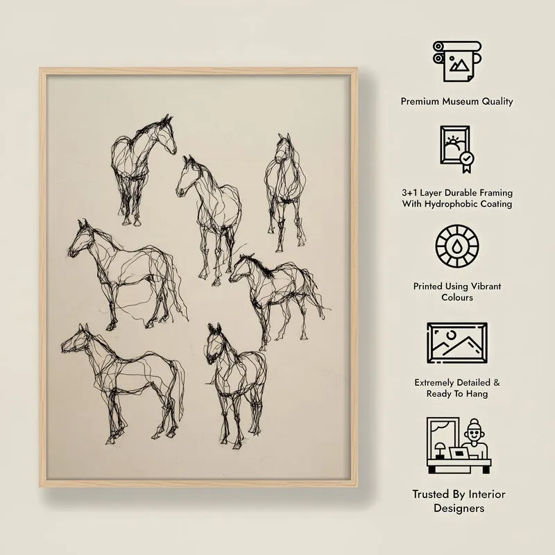 Contemporary Horse Wall Painting With Brown Frame media 10