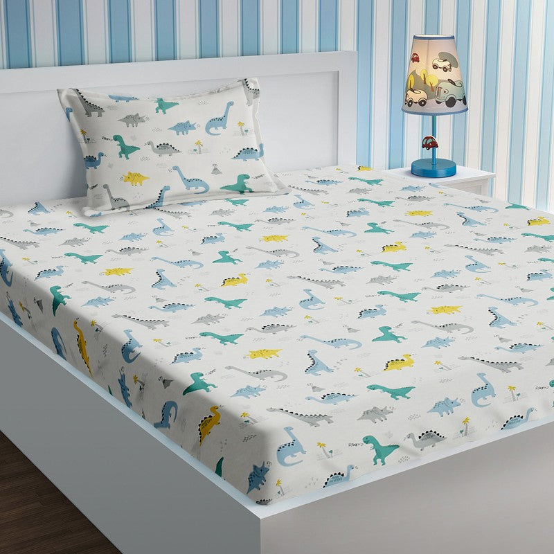 Creamy Meadow Cotton Bedsheet - 210 TC