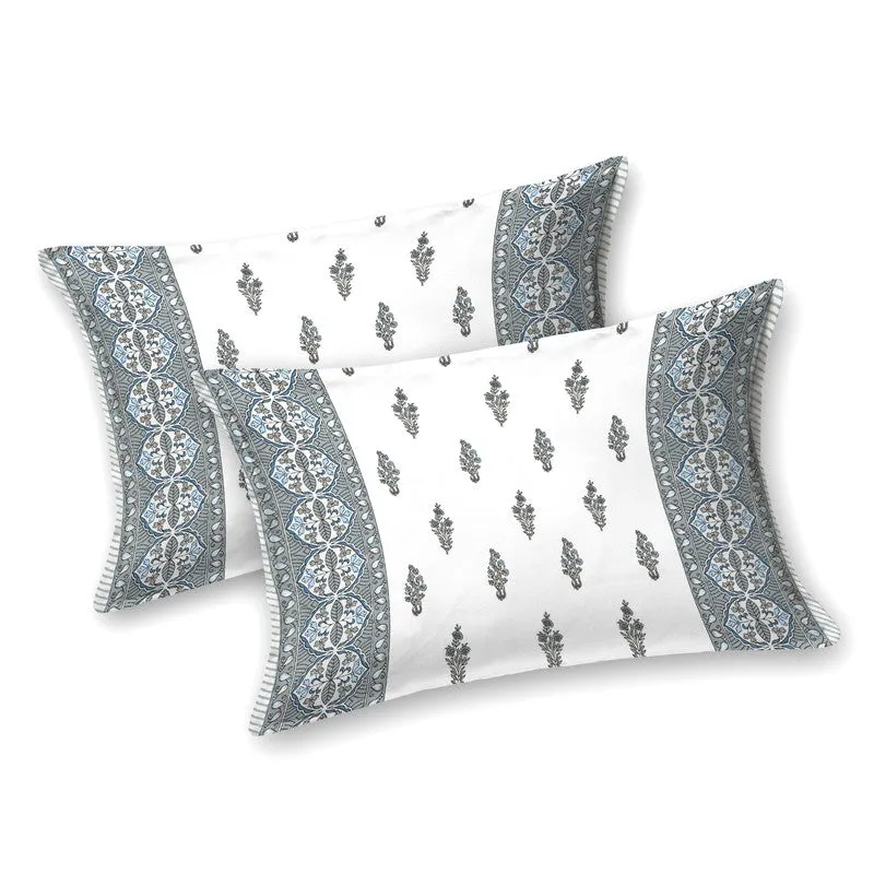 HeritagePetal Handblock Printed Cotton Bedsheet (Blue) - 400 TC media 4