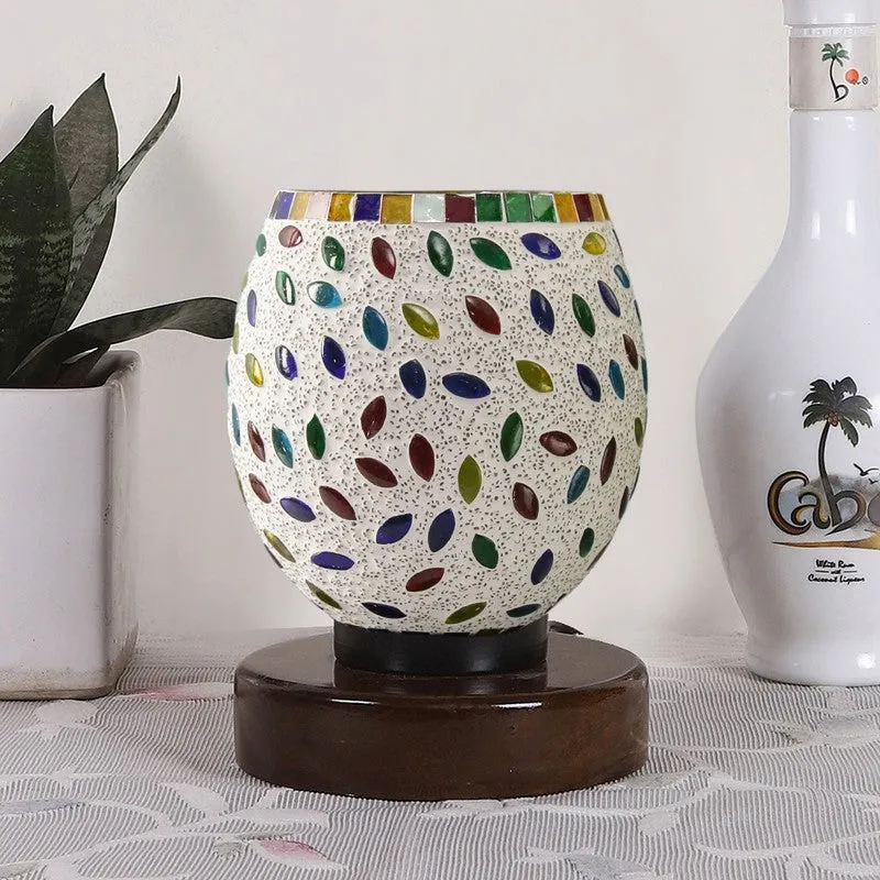 Skyrin Mosaic Glass Table Lamp With Wooden Base - Multicolor media 4