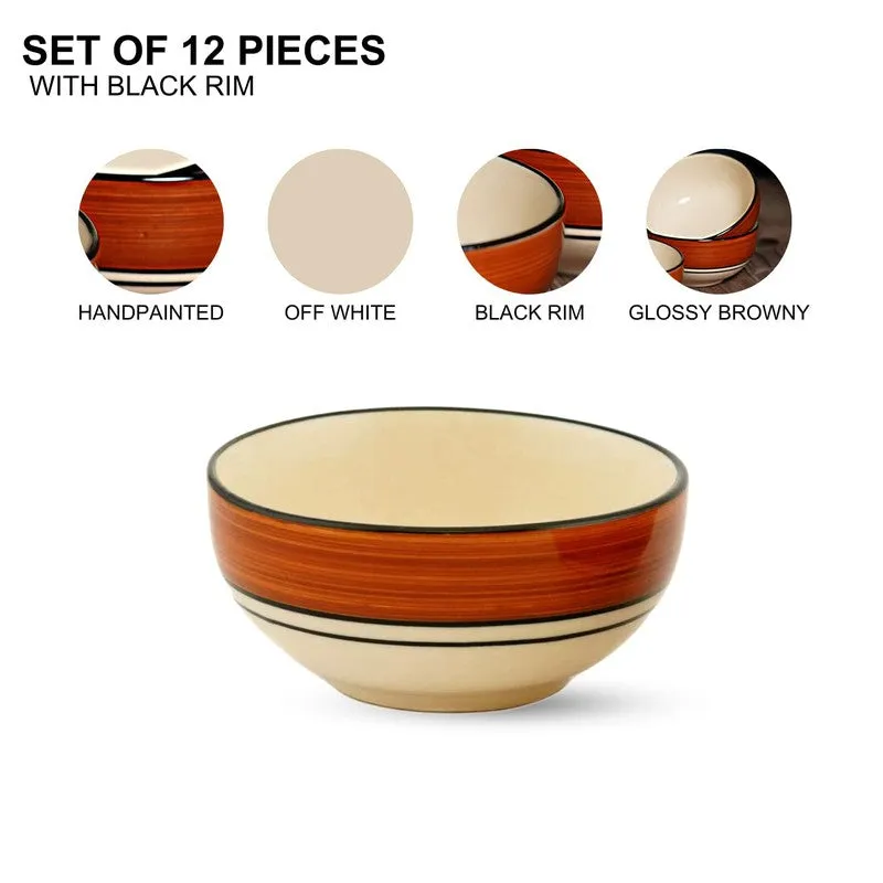 Nibble Ceramic Snack Bowls (Red,White, 180 mL Each) - Set Of Six media 5