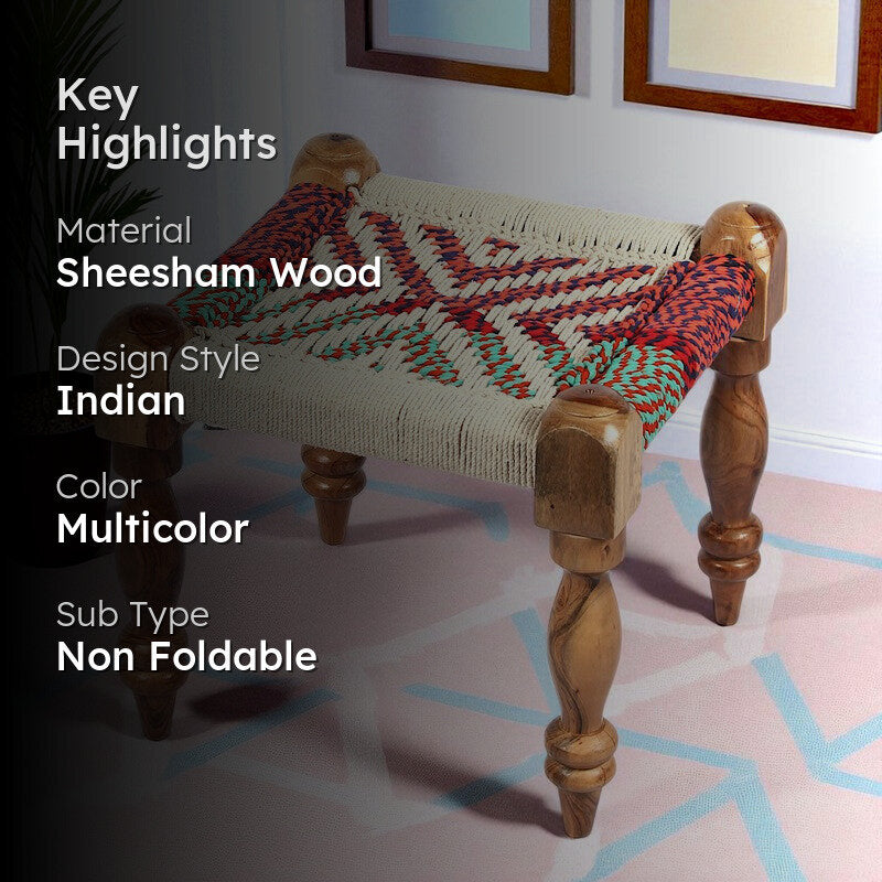 Ivrox Sheesham Wooden Bench - Multicolor media 2