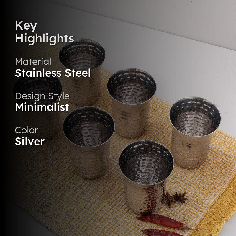 Vintage Charm Hammered Glass (250 mL Each) - Set Of Six image 2