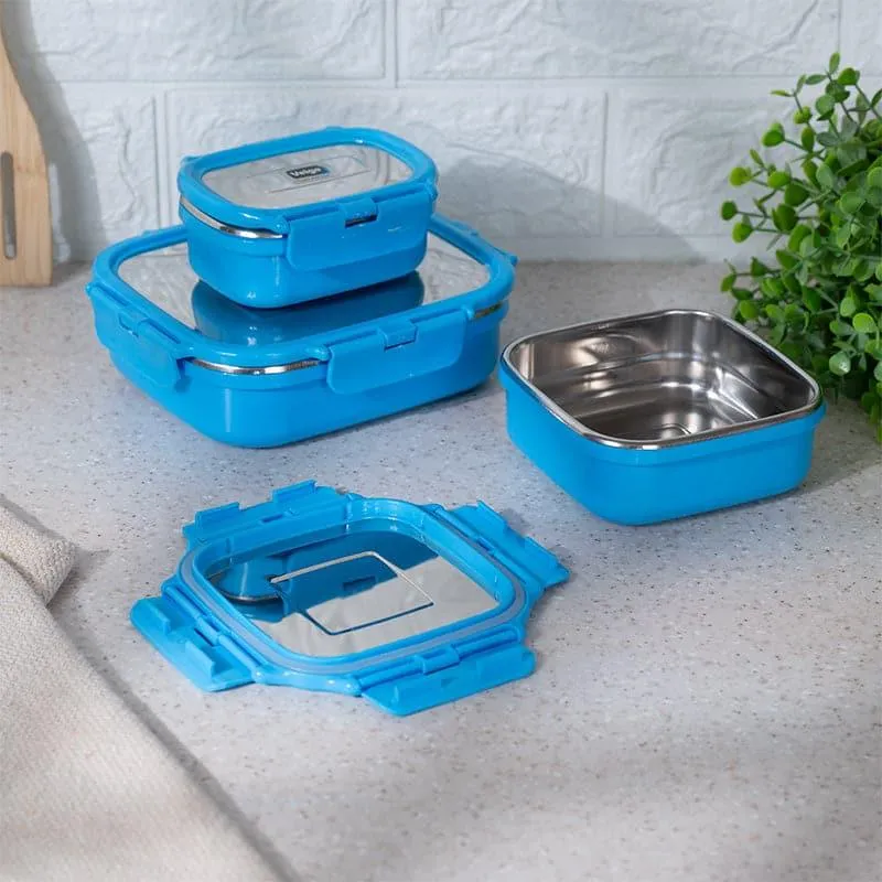 Vault Microwave Safe Lunch Box Blue (575/300/150 mL) - Set Of Three media 3