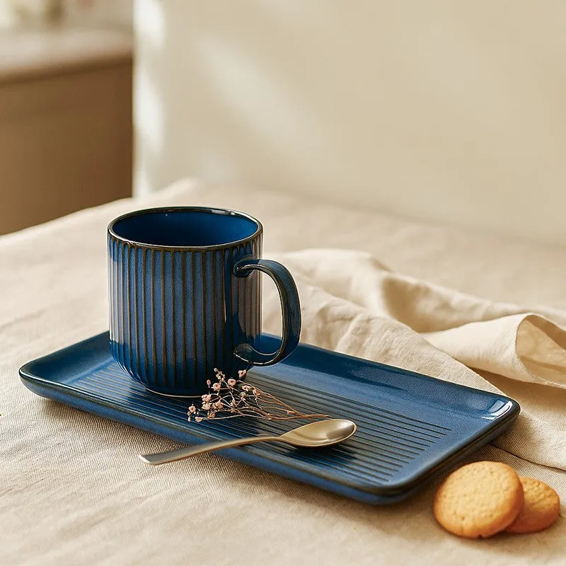 Cristie Ribbed Mug And Tray Set (Cobalt) - Set Of Two media 1