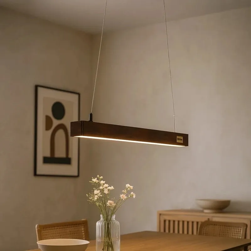 Slim Rose Wood LED Pendant Lamp media 1