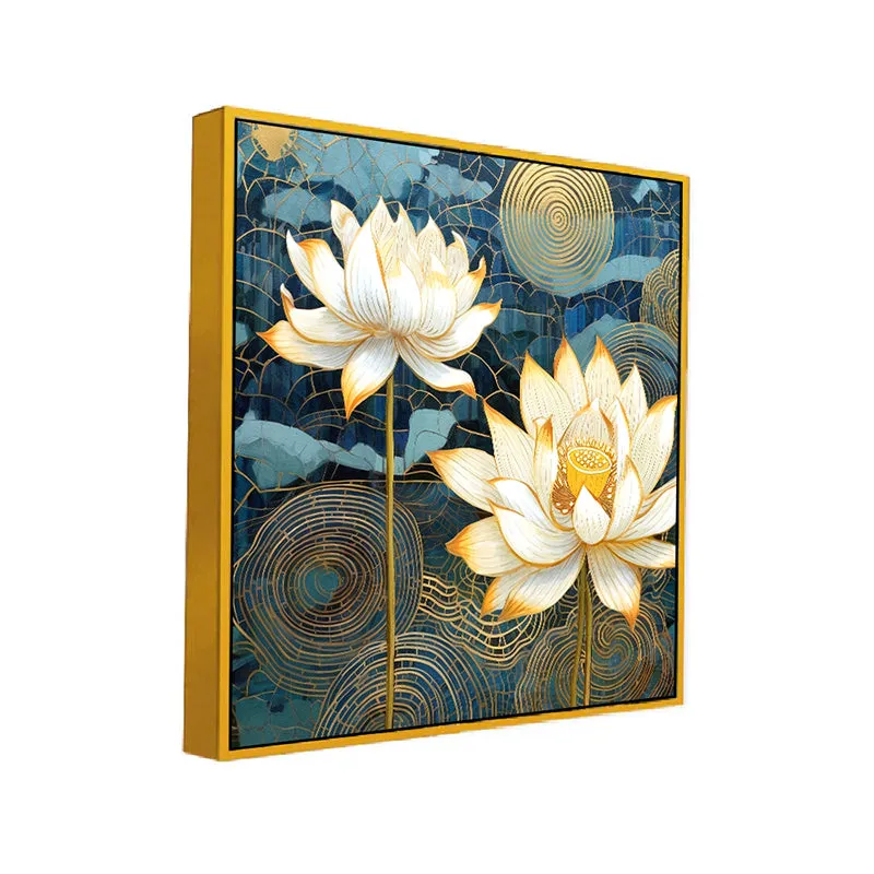 Shwetha Padma Canvas Wall Painting With Frame - Gold media 3