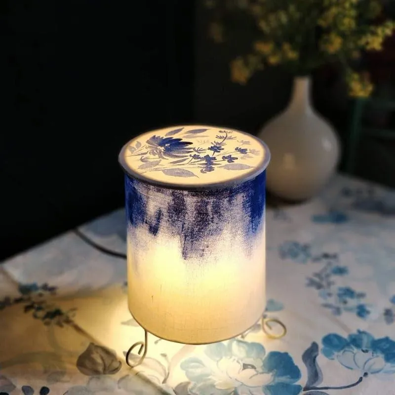 Grady Glow Cylo Handpainted Fabric Table Lamp - Blue,White media 1