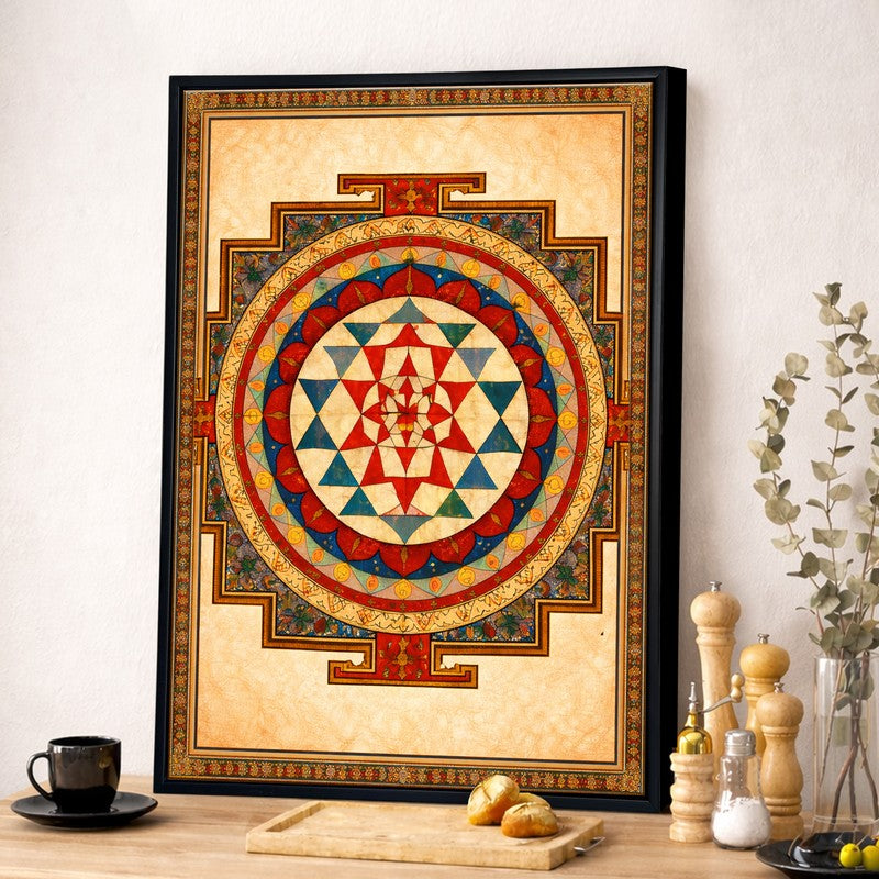 Yantra Mandala Canvas Wall Painting With Frame media 2