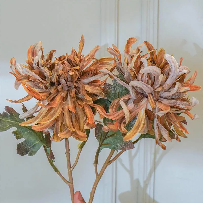 Faux Brown Autumn Chrysanthemum Flower Stick (20 CM) - Set Of Two media 4