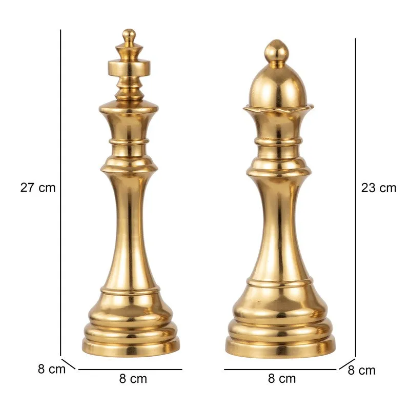 Chess Aluminum Showpiece (Gold) (Small) - Set Of Two media 6