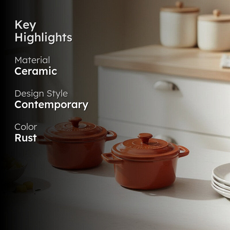 Cumin Co Ceramic Mini Cocottes (Red/240 mL) - Set of Two media 2
