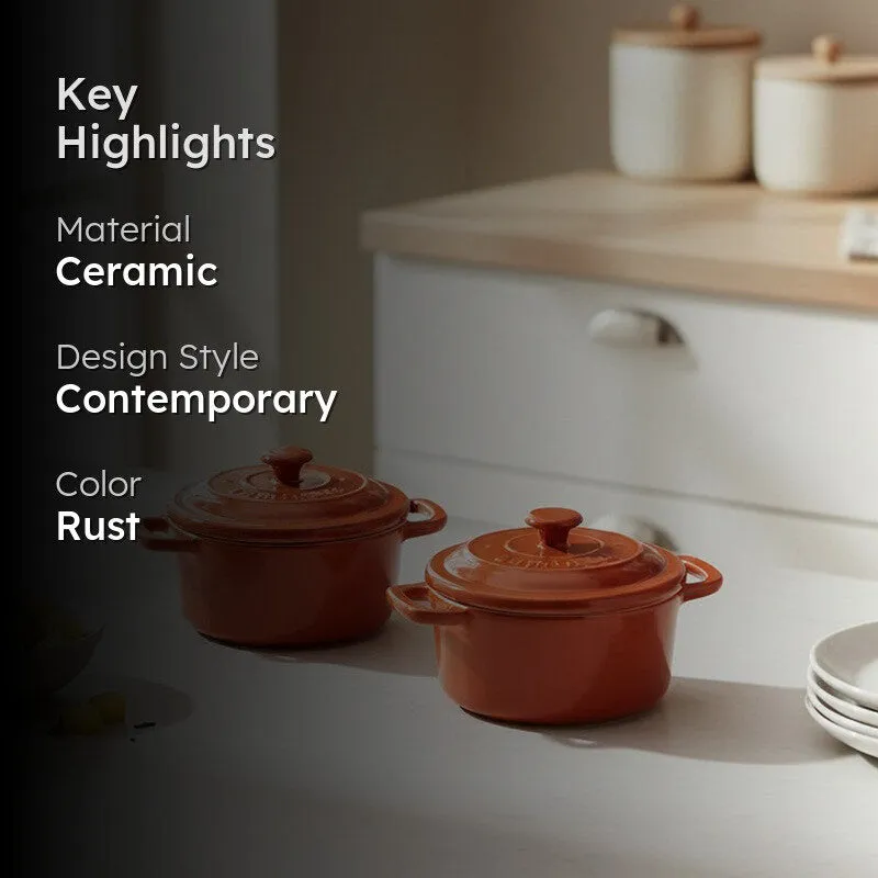 Cumin Co Ceramic Mini Cocottes (Red/240 mL) - Set of Two media 2