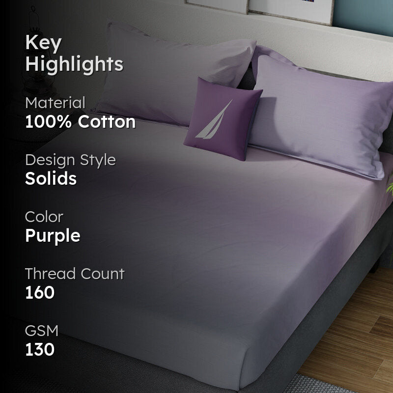 Nautica  Cloud Cotton Bedsheet (Purple) - 160 TC media 2