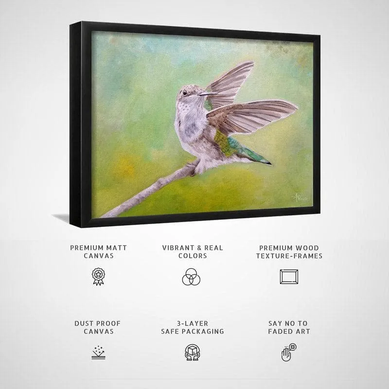 Hummingbird Dance Canvas Wall Painting - Black Frame media 5