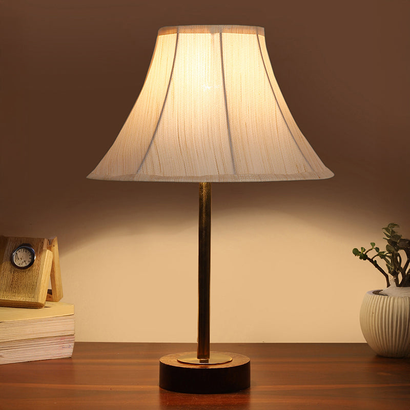 Ceylon Arc Rodin Wooden Table Lamp - OffWhite,Gold,Brown