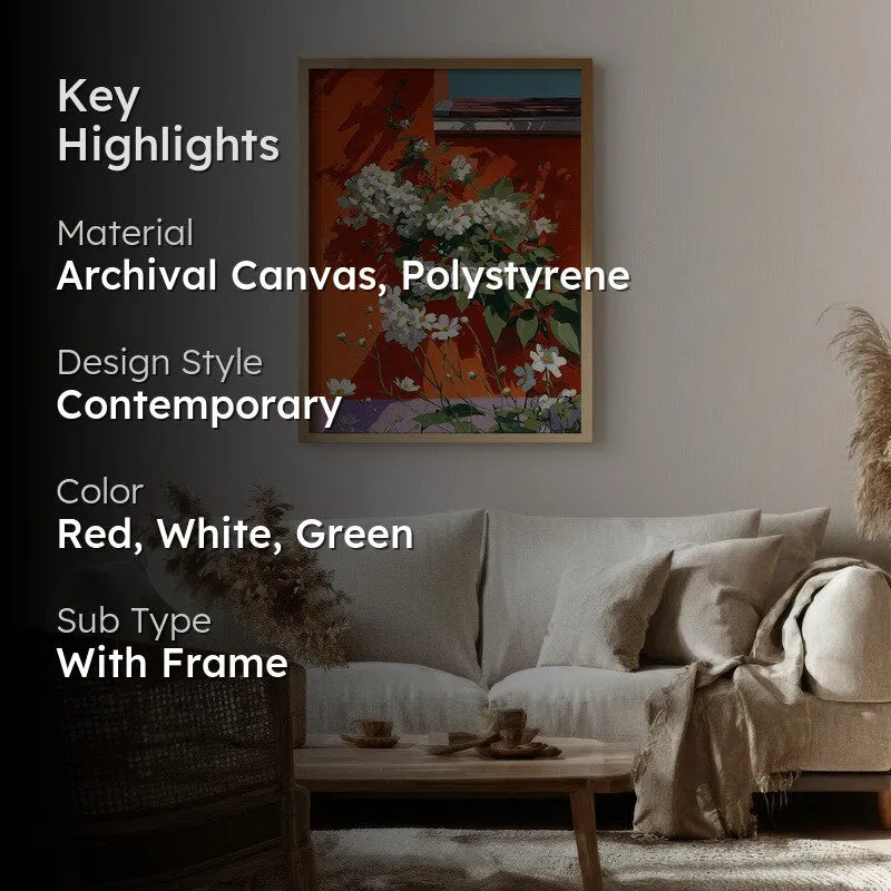 Wallflora Canvas Wall Painting - Brown Frame media 2