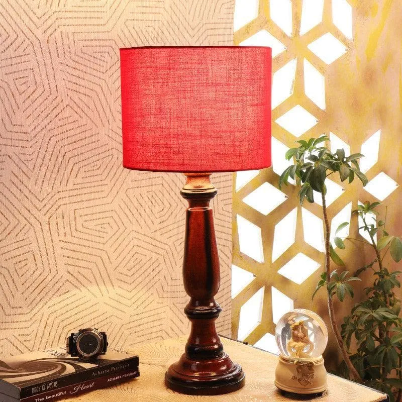 Rosa Bona Fabric Table Lamp - Red,Brown media 1