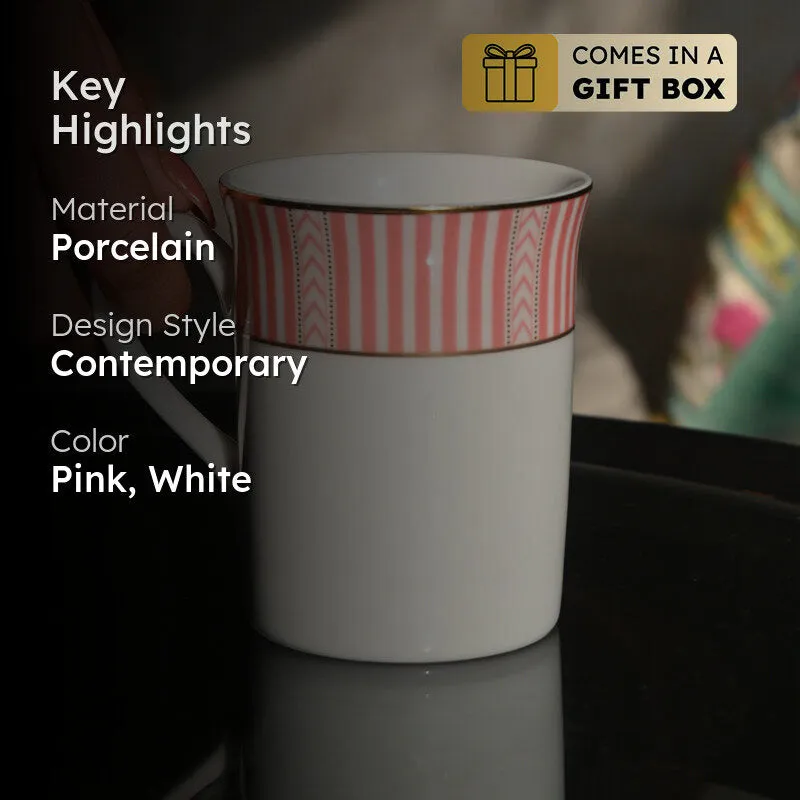 Stripe 24k Gold Brushed Porcelain Coffee Mug (300 mL Each) - Set of Two media 2