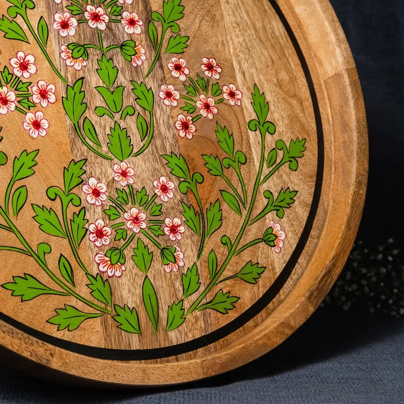 BloomCraft Floral Wood Rotating Serving Platter media 9