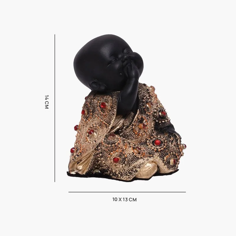 Serenity Laughing Buddha Showpiece - Black media 7