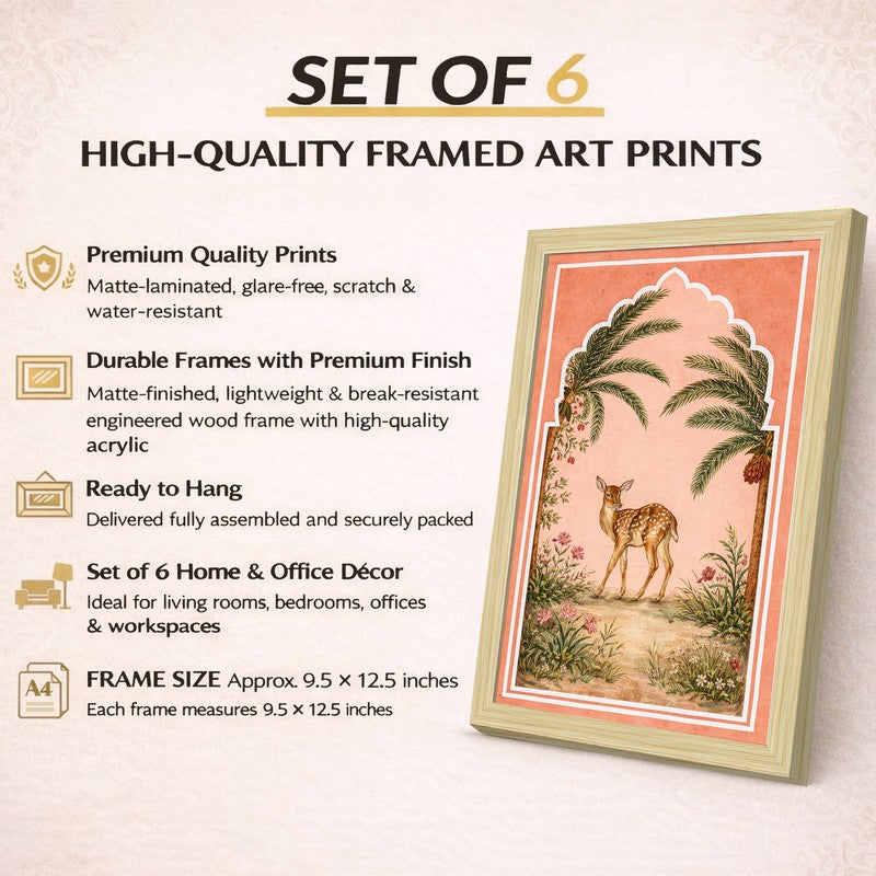 Echoes of Mewar Paper Wall Painting With Frame - Set Of Six media 9