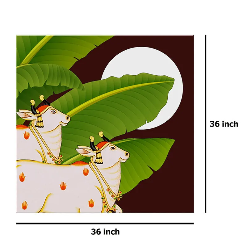 Moonlit Cow Charm Poly Canvas Wall Painting media 8