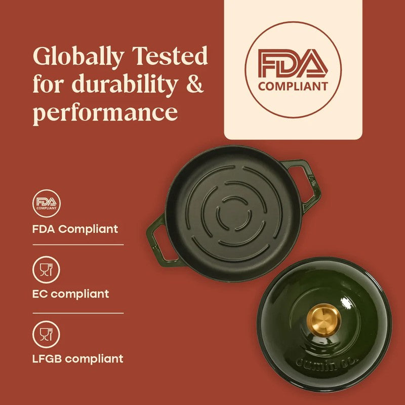 Cumin Co Enamel Cast Iron Bread Oven (Green) - 1000 mL media 8