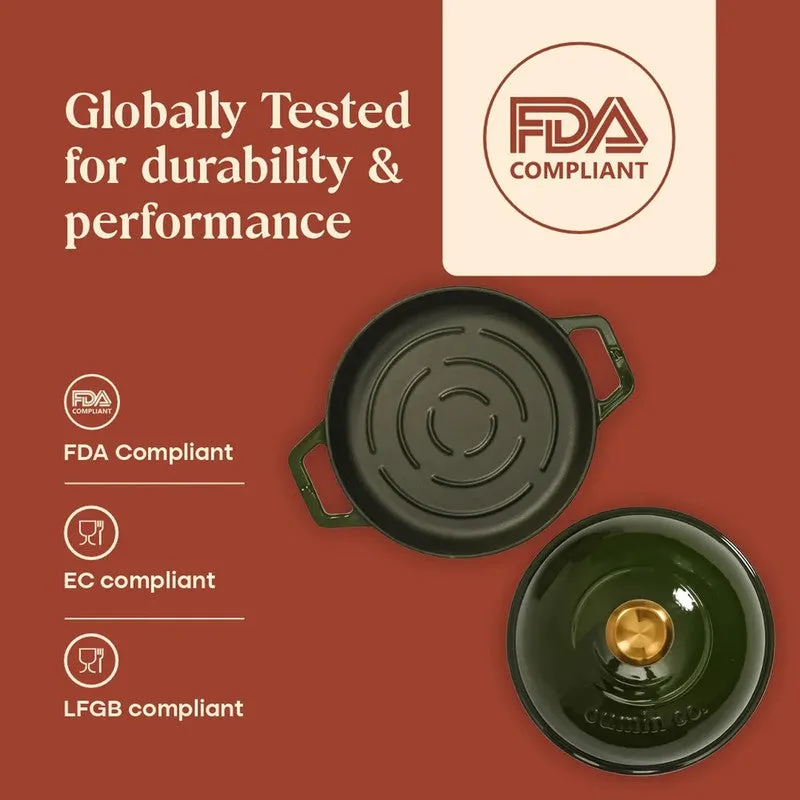 Cumin Co Enamel Cast Iron Bread Oven (Green) - 1000 mL media 8