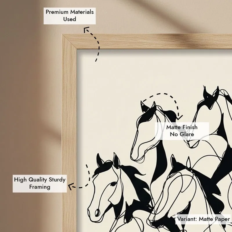 Horse in Harmony Wall Painting With Brown Frame media 9