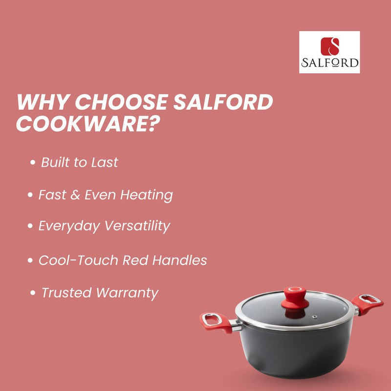 Salford Forged Non Stick Casserole with Glass Lid (Black) - 4400 mL media 10