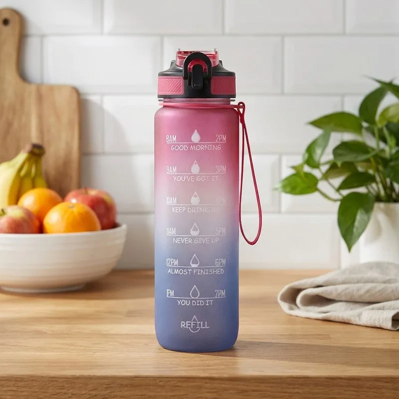 Solara Sportiq Plastic Water Bottle (1000 mL) - Blue,Red media 1