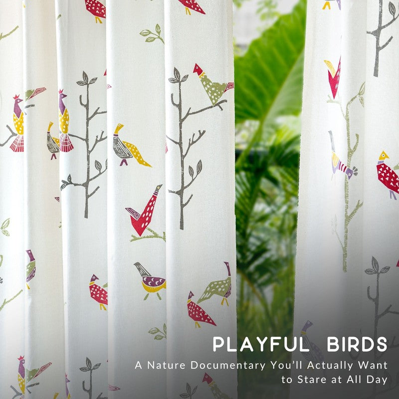 Tranquebar Home Nature Wings I Cotton Curtains(Pink) - Set Of Two media 7