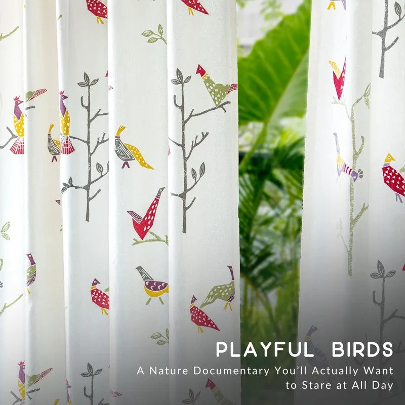 Tranquebar Home Nature Wings I Cotton Curtains(Pink) - Set Of Two media 7