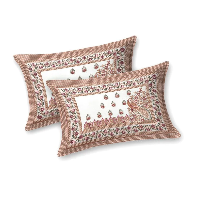 Nestor Cotton Bedsheet (White,Brown) - 240 TC media 4
