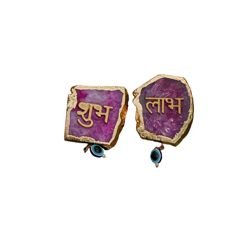 Shub Labh Agate Wall Accents (Pink) - Set Of Two media 4