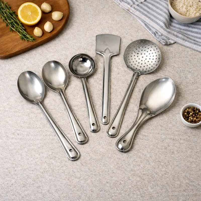 Elegant Silver Steel Kitchen Tools - Set Of Six media 1