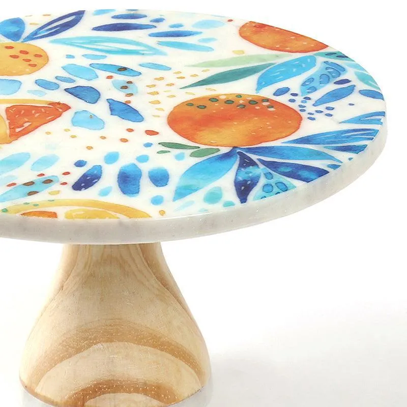 Pietra Wood Printed Marble & Wood Cake Stand media 4