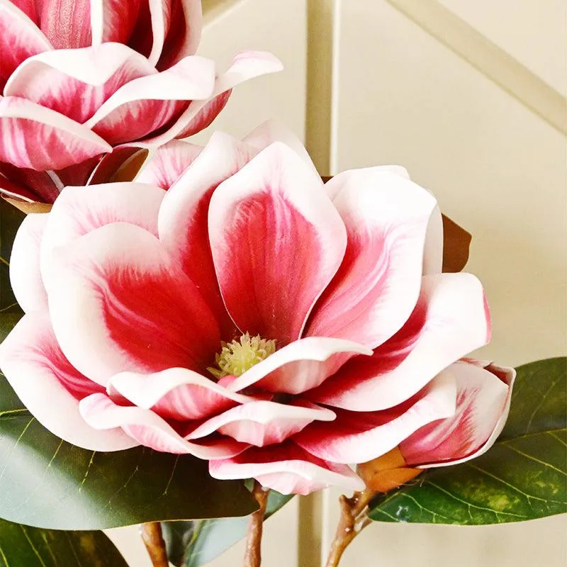 Artificial Magnolia Polyester Flower Stick - Pink media 4
