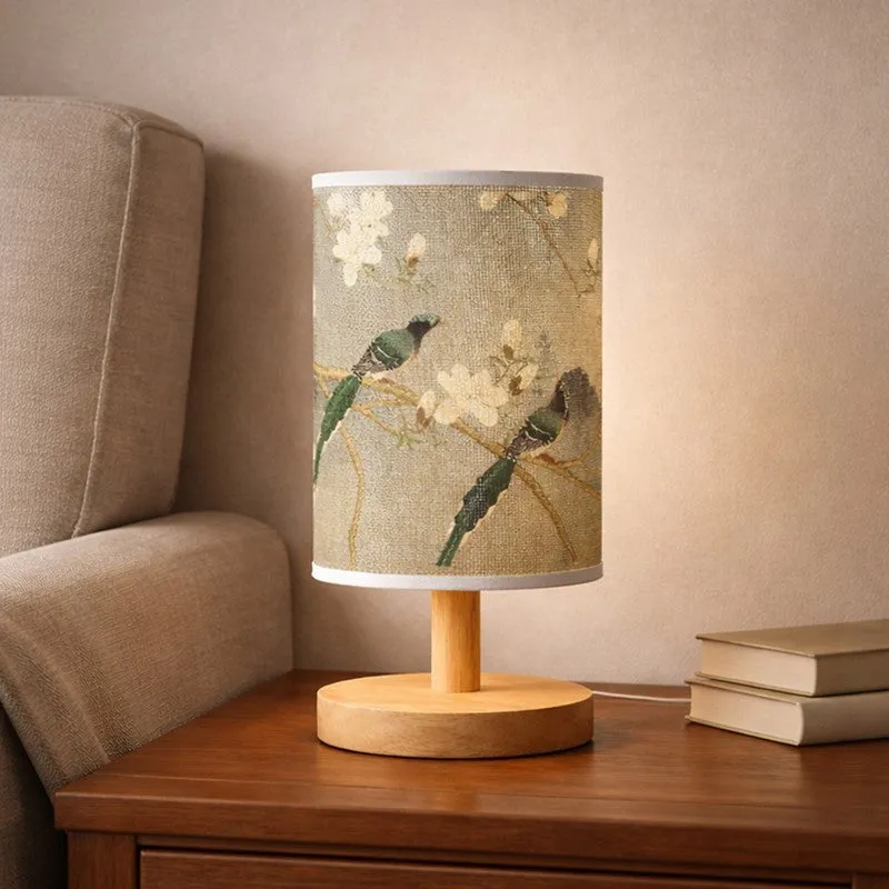 Artistic Bird Jute & Wooden Table Lamp - Green media 4