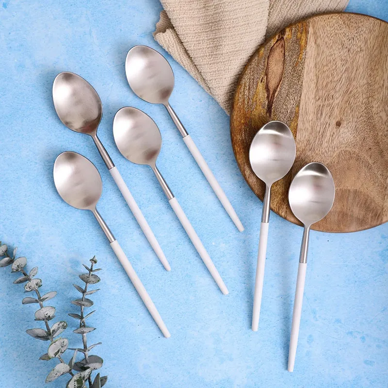 Stirling Stainless Steel Spoon Set (Silver & White) - Set Of Six media 3
