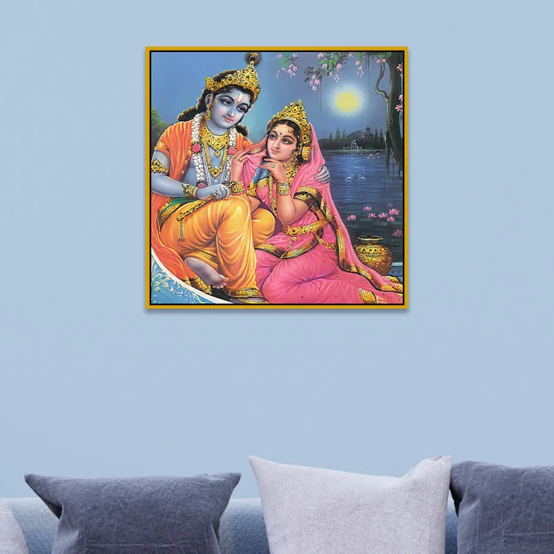 Radhe-Krishna Canvas Wall Art With Frame media 6