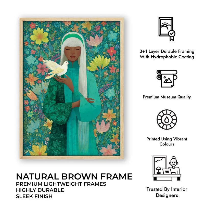 Dove Whisper Canvas Wall Painting - Brown Frame media 10